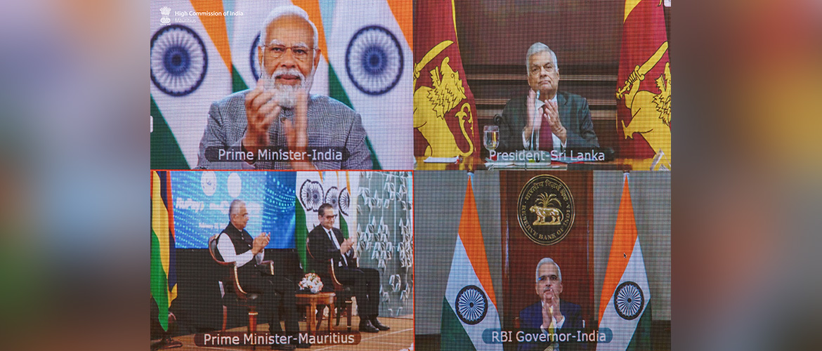  Hon’ble Prime Minister of India, Shri Narendra Modi, Hon. Pravind Jugnauth, Prime Minister of Mauritius and H.E. Ranil Wickremesinghe, President of Sri Lanka, launched UPI services and RuPay cards in Mauritius and Sri Lanka.